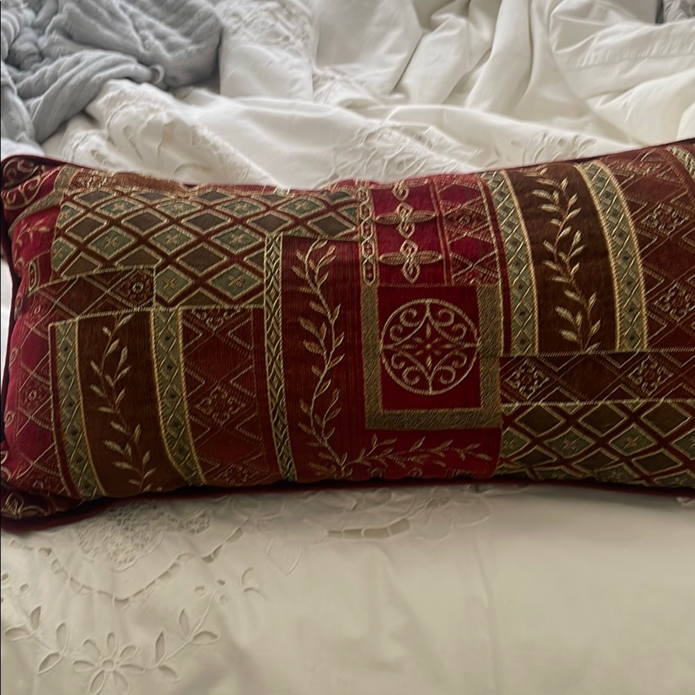 Elegant Red and Green Decorative Pillow